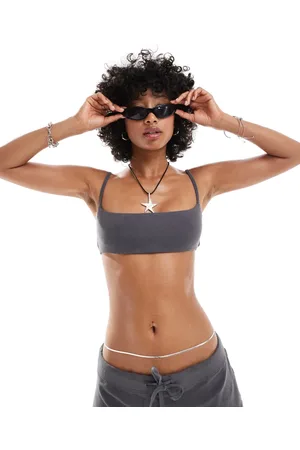 Weekday Byron mix & match towelling bandeau bikini top in off