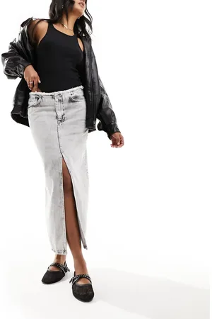AllSaints Honor maxi denim skirt in acid wash