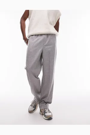 Topman Wide leg wool mix elasticated waistband trousers in