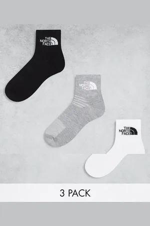 The North Face Simple Dome 3 pack logo ankle socks in white and black