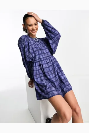 Daisy Street Smock long sleeve dress in check