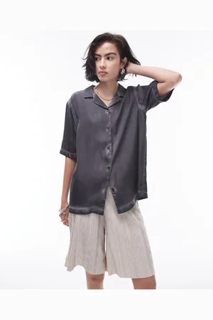 Topshop Short sleeve co ord shirt in charcoal