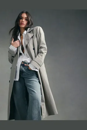 ASOS Strong shoulder trench coat in mushroom