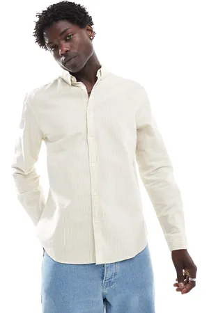 New Look Long sleeve shirt in stone and white stripe