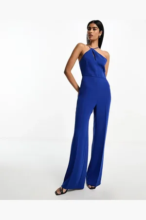 MANGO Asymmetric jumpsuit in blue