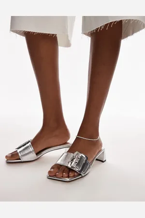Topshop Ila heeled mules with buckle in