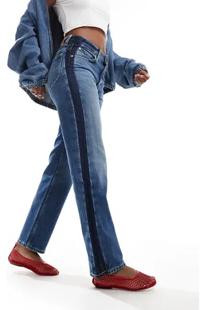 Lee Rider Classic relaxed straight fit jeans in mid with contrast sides