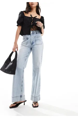 River Island Wide leg jean with pocket detail in lightwash