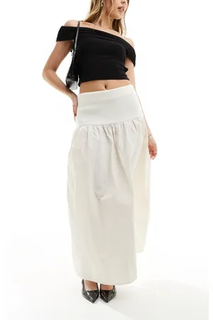 MANGO Bubble hem midi skirt in