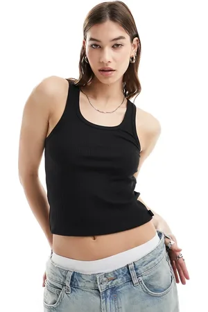 Dr Denim Demi essential slim fit full length scoop neck top in