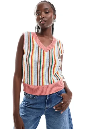 Wrangler Knitted striped vest in orange