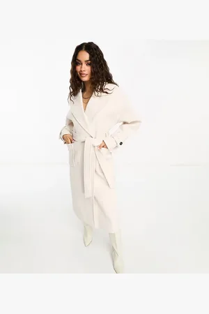 Forever New Formal wrap coat with tie belt in cream