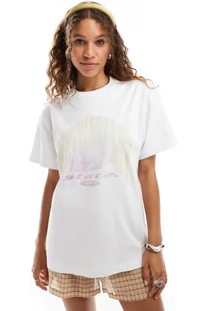 Weekday Oversized t-shirt with varsity graphic print in