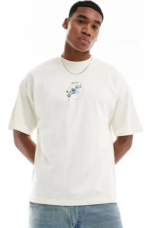SELECTED Oversized t-shirt with botanical chest print in