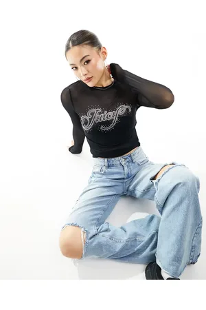 Juicy Couture Diamante logo mesh top in