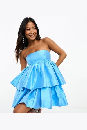 EVER NEW Bandeau tiered babydoll mini dress in