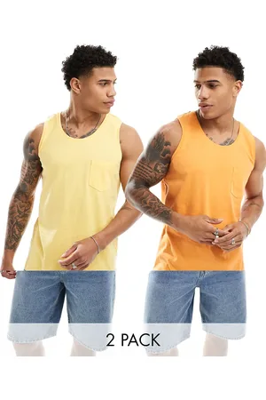 Threadbare 2 pack pocket vest in yellow & orange