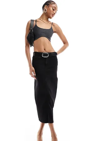 VERO MODA Denim midi skirt in