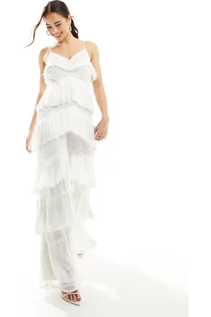 Starlet Embellished cami jumpsuit with fringing in