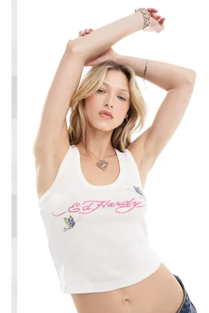 ED HARDY Croped vest with butterfly logo in