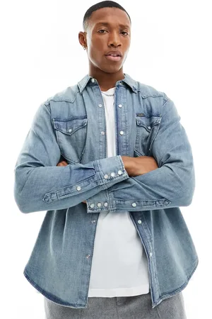 Ralph Lauren Icon western denim shirt classic oversized fit in mid wash