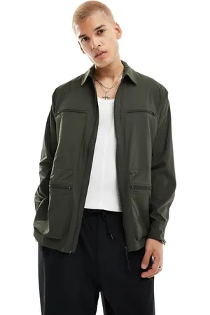 Rains Tomar stretch ripstop utility overshirt in dark