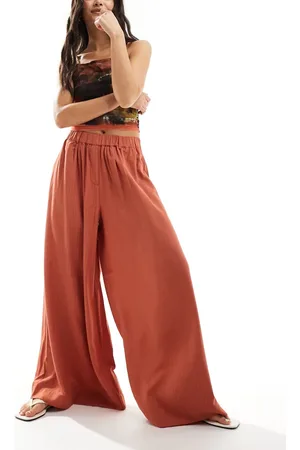 Object Wide leg fluid trousers in burnt