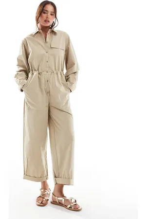 MANGO Oversized boilersuit in tan