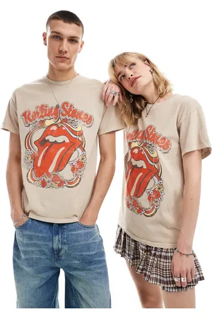 Reclaimed Unisex Rolling Stones licensed t-shirt in washed stone