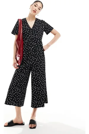 ASOS Short sleeve tea jumpsuit in mono spot
