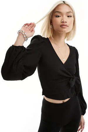 Monki Tie detail wrap top in