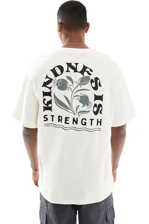 SELECTED Oversized t-shirt with kindness is strength backprint in cream