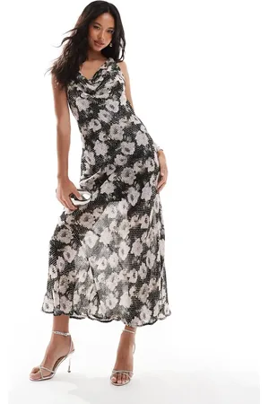 River Island Floral print cowl neck maxi dress in