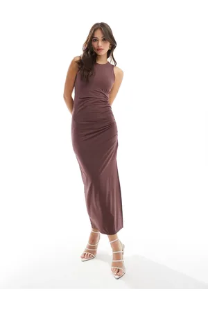 New Look Slinky ruched side maxi dress in