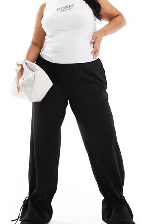 Pieces® Pieces Curve wide leg tie detail trousers in