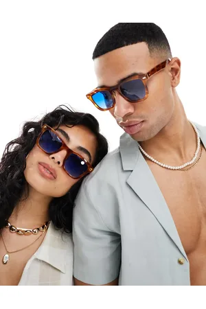 Spitfire Cut ninety one square sunglasses in tort with blue lens