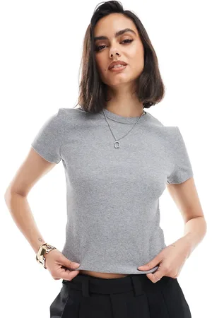 & OTHER STORIES Short sleeve ribbed fitted top in melange