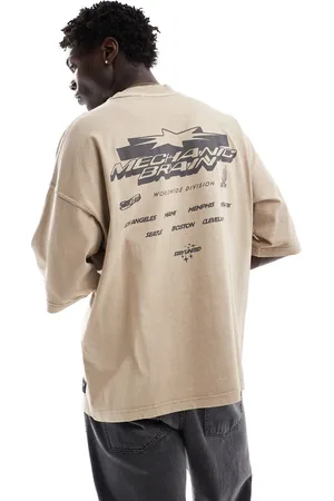 Pull&Bear STWD mechanic printed t-shirt in ecru