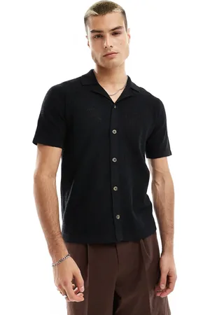 Only & Sons Revere collar open knit shirt in