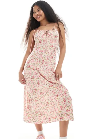 Miss Selfridge Tie front bias maxi slip dress in multicolour floral