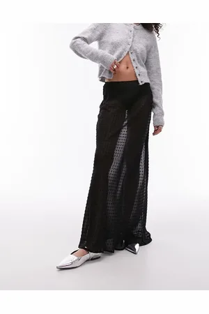 Topshop Sheer dobby spot maxi skirt in