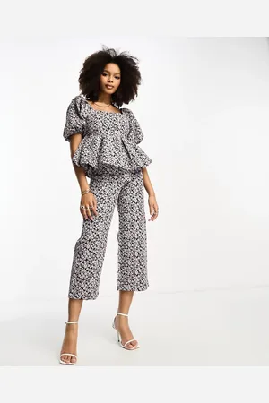 Glamorous Wide leg tailored trousers in pink jacquard co-ord