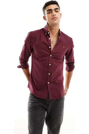 Farah Brewer slim fit shirt in burgundy