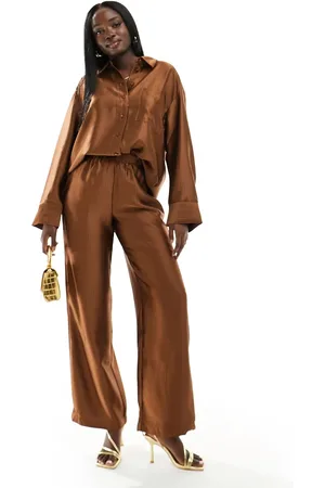 Y.A.S Y.A.S satin pinstripe wide leg trouser co-ord in