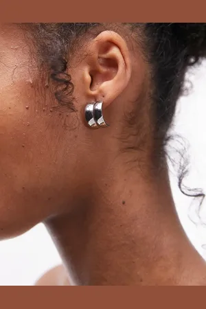 Topshop Preston waterproof stainless steel curved stud earrings in