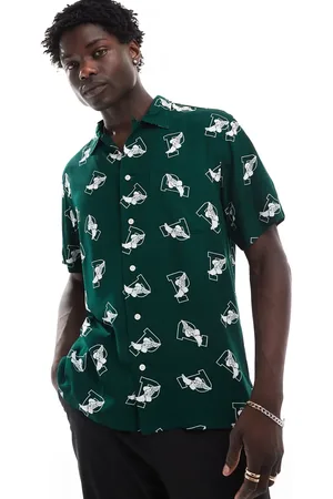 Ralph Lauren Short sleeve all over P-wing logo print shirt classic oversized fit in green