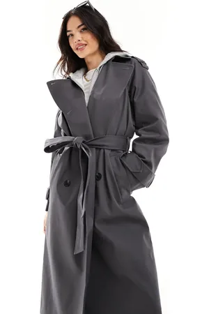 ASOS Longline trench coat in charcoal