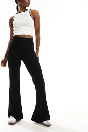 Monki Jersey flare leg trousers in