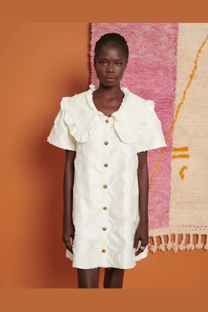 Ghospell Textured oversized collar mini dress in ivory
