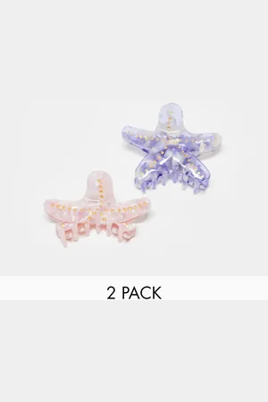 Easilocks X ASOS Exclusive Starfish Claw Clips (2 large) - Pink & Purple